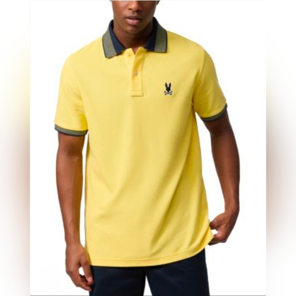 $108 Psycho Bunny Men's Montebello Pique Short Sleeve Polo Shirt